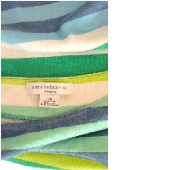 Liz Claiborne Short Sleeve Blue, Turquoise, Yellow, White Striped Top in 3X - Picture 4 of 4